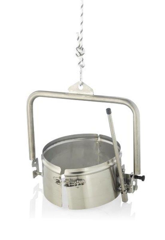 Dispositivo de volteo Logar para recipientes de almacenamiento 35/50 kg, acero inoxidable
