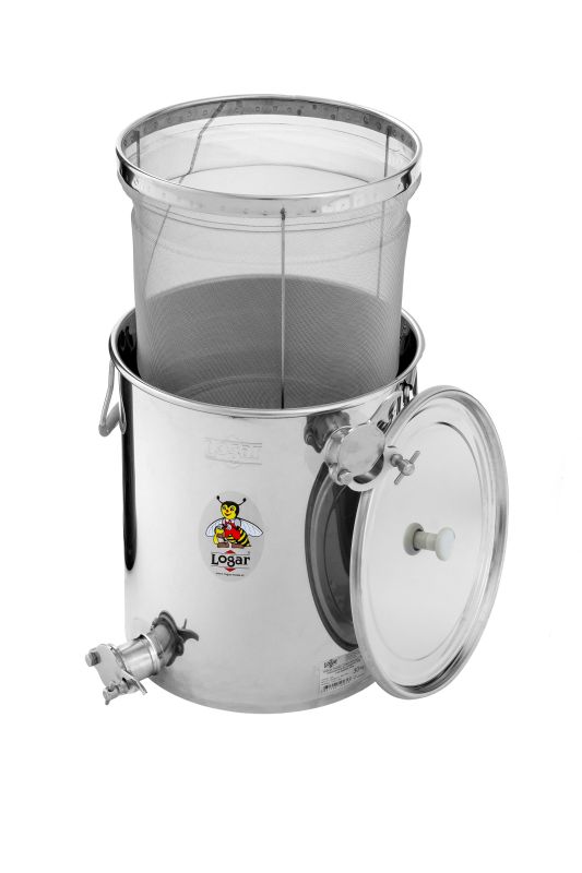 Logar Cuba colectora con tamiz fino, 30 kg, dos válvulas
