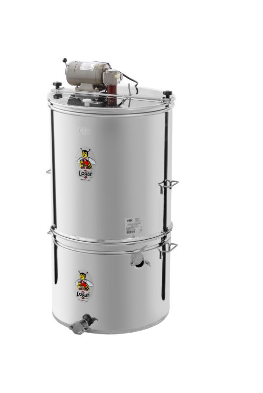 Extractor de miel Logar de 4 cuadros con motor y cuba coladora – cuadros 30 x 48 cm