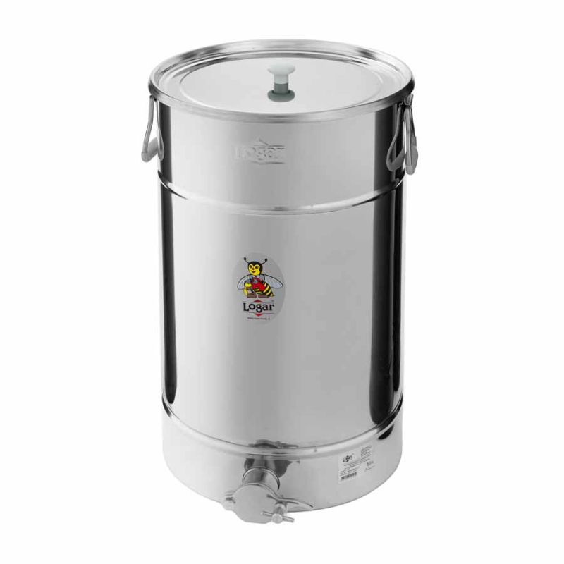 Recipiente de envasado LOGAR 50 kg con fondo inclinado y tapa de apoyo (Art. nº 2121)